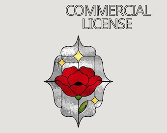 Motif de vitrail coquelicot : attrape-soleil (téléchargement numérique, licence commerciale)