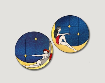 Stained Glass Moon Pattern: DIY Suncatcher (Digital Download)