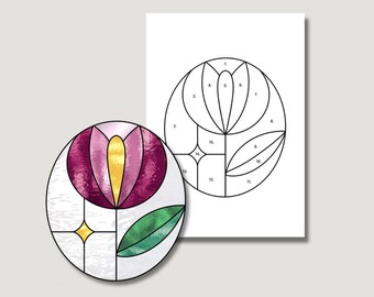 Mönster för blommotiv i målat glas: DIY-solfångare för nybörjare (digital nedladdning)
