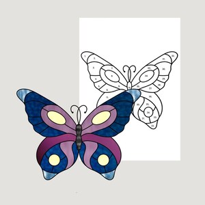 Stained glass pattern butterfly, DIY Stained glass suncatcher Butterfly, Digital Download