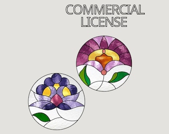 Flower Stained Glass Pattern: DIY Suncatcher Art (Digital Download)