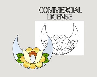 Flower Moon Suncatcher Stained Glass Pattern: DIY Craft (PDF Pattern)