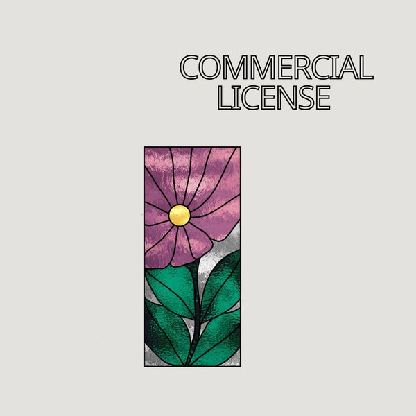 Commercial license Stained glass patterns flower, Stained glass art, Digital Download pattern PDF, Glass pattern flower