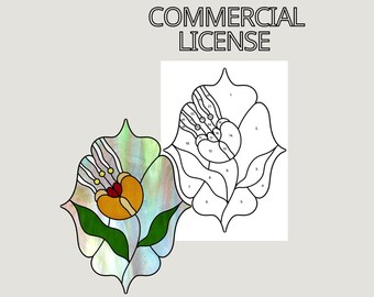 Flower Stained Glass Pattern: DIY Suncatcher Boho Design (PDF Pattern)