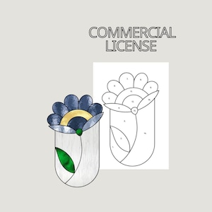 Stained glass pattern flower, Stained glass art, Digital Download, Flower Suncatcher pattern