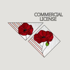Flower Stained glass pattern Poppy Suncatcher patterns, DIY Stained glass, Digital download Poppy Stained glass panel
