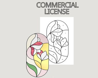 Mönster av blommotiv i målat glas: DIY-solfångare (digital nedladdning)
