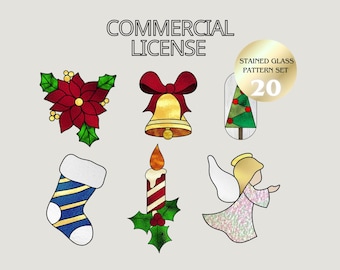 20 Christmas Stained Glass Patterns: DIY Ornaments, Suncatchers (PDF Pattern)