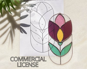 Art Deco Floral Suncatcher Stained Glass Pattern (PDF Pattern)