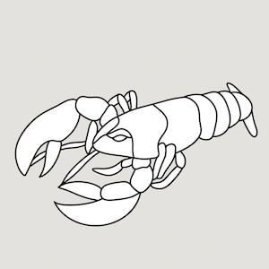 May include: Line art illustration of a lobster in black and white. The image is labeled "SGP" and "STAINED GLASS PATTERNS". The text "HOBBY LICENSE" is at the bottom of the image with the text "Personal use only. This pattern is not to be resold, replicated or distributed."