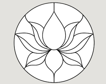 Lotus Flower Stained Glass Pattern: Round Suncatcher Design (PDF Digital Download)