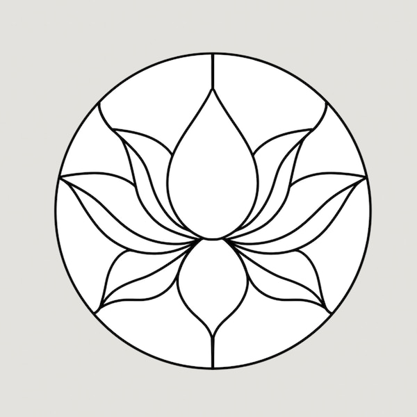 Flower Pattern | Round stained glass pattern | Beginner pattern | Suncatcher pattern | PDF Digital Download | Lotus wall art