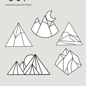 Mountain stained glass patterns book, Stain Glass Patterns Mountains, Suncatcher pattern