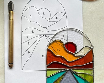 Padrão de vitral de montanha para iniciantes: paisagem faça você mesmo (padrão em PDF)