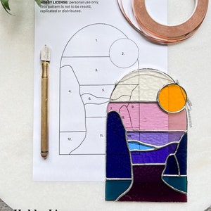 Mountain Stained Glass Pattern: Beginner Sea Design (Digital Download)