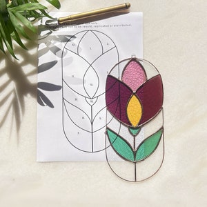 Blume Glasmalerei Muster Blume Anfänger Muster DIY Glasmalerei Muster PDF Digitaler Download Tulpe Blume Wandkunst Boho Muster