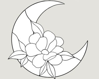 Patrón de vitral Boho Flower Moon: PDF para principiantes (descargable)