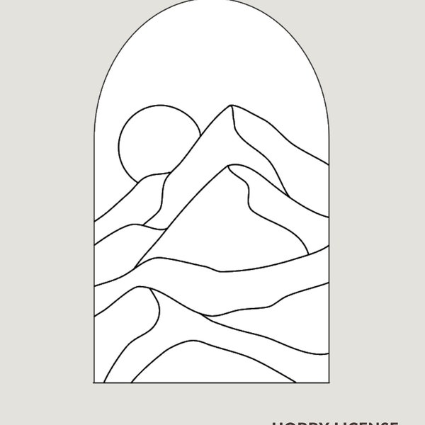 Beginner pattern Stained glass pattern DIY Stained glass Mountain wall art Boho pattern Digital download pattern pdf Do it yourself