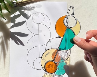 Boho Suncatcher Stained Glass Pattern: Abstract DIY Design (PDF Pattern)