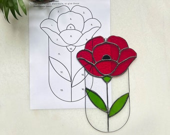 Stained glass pattern flower DIY stained glass Pattern Pdf Flower patterns Suncatcher pattern Do it yourself Boho stained glass
