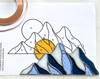Stained glass pattern mountains Pattern for download DIY stained glass Digital Download PDF Pattern Window decor