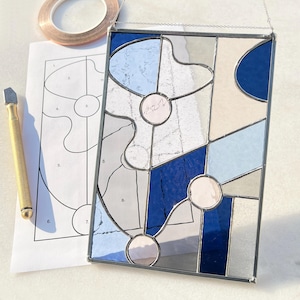 Modern Stained Glass Pattern Panel: Beginner Art (PDF Download 9x6.4&quot;)