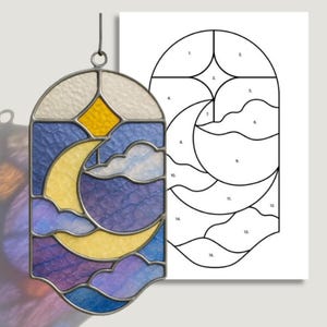 Moon Stained Glass Pattern: Easy DIY Suncatcher Design (PDF/SVG)