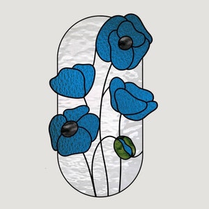 Poppy Suncatcher Stained Glass Pattern: DIY Flower Design (PDF Pattern)