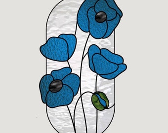 Poppy Suncatcher Stained Glass Pattern: DIY Flower Design (PDF Pattern)