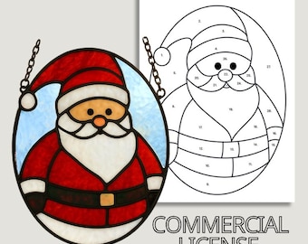 Weihnachtsmann Glasmalerei: Weihnachtsanhänger Suncatcher (PDF & SVG)