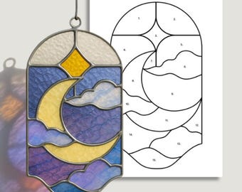 Moon Stained Glass Pattern: Easy DIY Suncatcher Design (PDF/SVG)