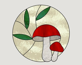 Mushroom Stained Glass Pattern,  DIY Suncatcher Patterns, Digital Download, DIY Stained Glass, Patten mushroom, Suncatcher pattern floral