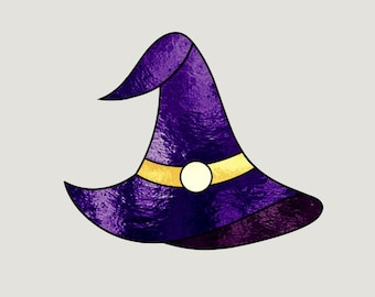 Witch Hat Stained Glass Pattern: Halloween Suncatcher DIY (PDF Pattern)