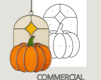 Kürbis-Buntglasmuster: Herbst-Sonnenfänger-Kunst (PDF & SVG Digital Download
