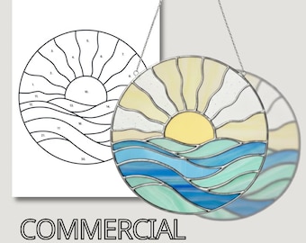 Meer Glasmalerei, runder Suncatcher DIY (PDF & SVG Anfängermuster)