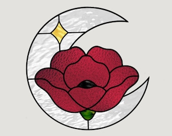Motif coquelicot en vitrail : attrape-soleil DIY (Modèle PDF)