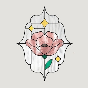 Poppy Flower Stained Glass Pattern: DIY Suncatcher Decor (PDF Pattern)