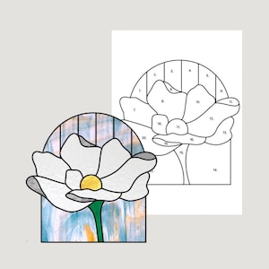 Motifs floraux en vitrail, Vitrail bricolage, Motif attrape-soleil bricolage, Motif fleurs en vitrail, Motif facile