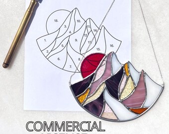 Modèle de vitrail de montagne : art mural attrape-soleil DIY (téléchargement numérique)