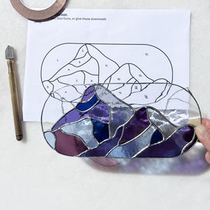 Stained Glass Mountain Landscape Pattern: Suncatcher PDF (Digital Download)