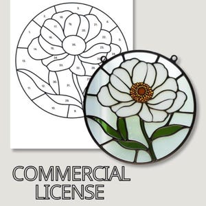 Peony Stained glass Pattern Floral Suncatcher Flower Pattern PDF, Beginner Pattern, DIY Stained glass flower, Stained glass PDF