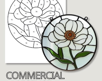 Padrão de vitral de peônia: apanhador de sol floral, faça você mesmo para iniciantes (PDF, SVG)