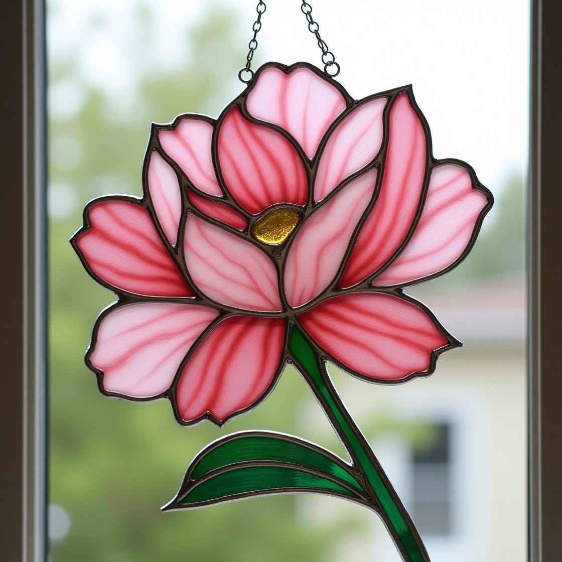 Peony Stained Glass Pattern: Beginner Flower Design (PDF, SVG