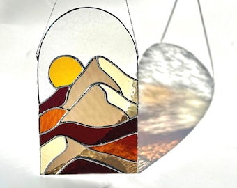 Mountain Stained Glass Suncatcher Pattern, Beginner DIY (PDF Pattern)