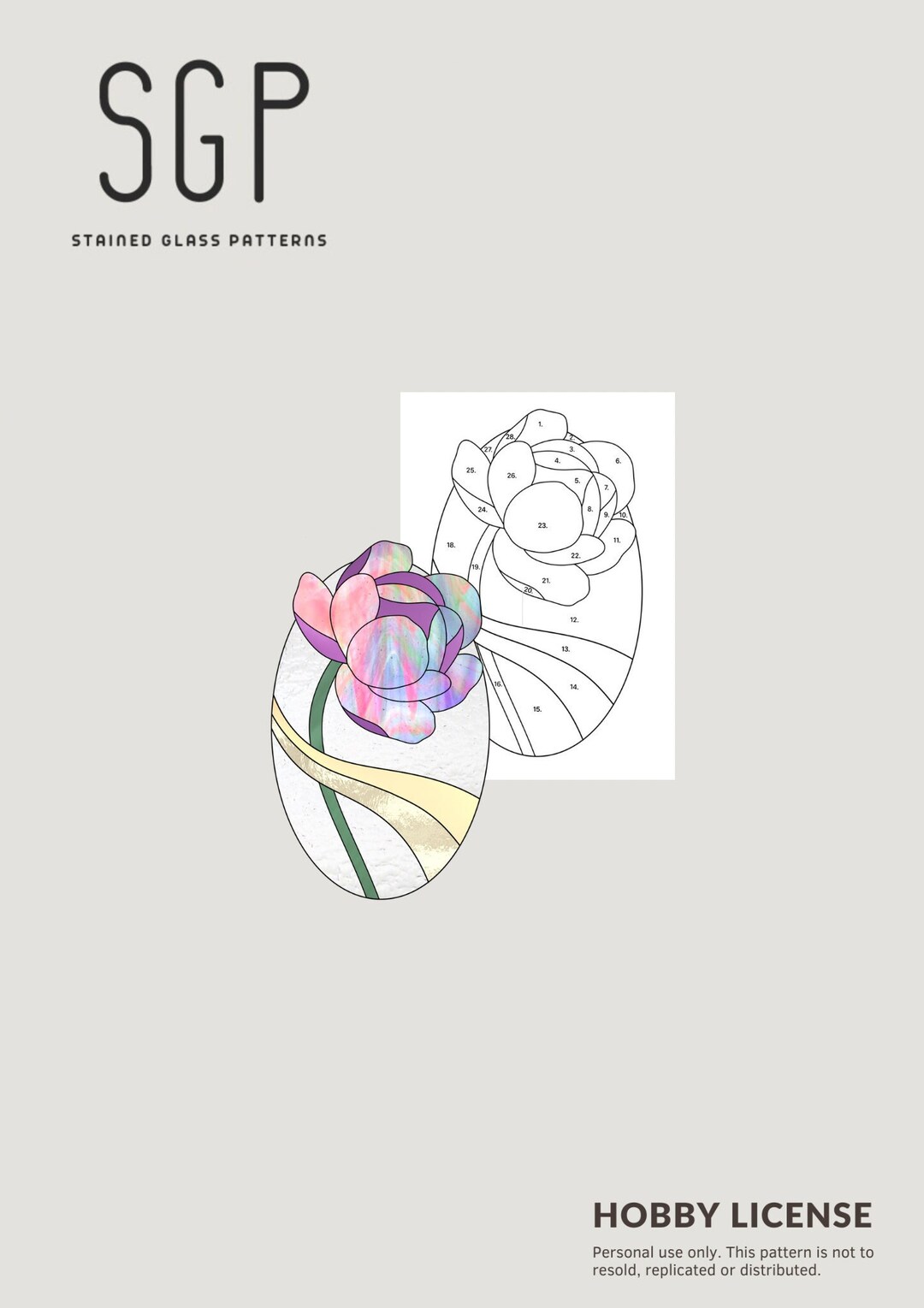 Flower Suncatcher Stained Glass Pattern, DIY Floral Art (PDF Pattern ...