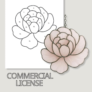 Peony Stained Glass Pattern: Rose Suncatcher, Beginner DIY (PDF, SVG Digital Download)