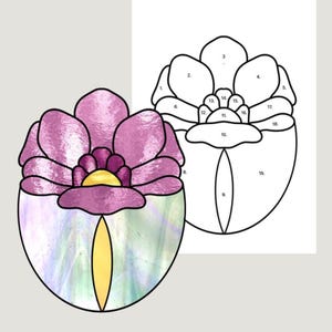 Modèle de vitrail de fleurs, modèle PDF pour débutant, attrape-soleil DIY, Panneau de vitrail DIY, Art mural floral et Motif floral