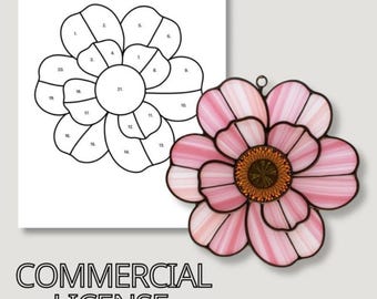 Flower Stained glass pattern DIY Stained Glass Flower Pattern Suncatcher Wall Decor Digital Download