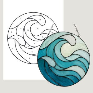 Stained Glass Ocean Waves Pattern: Beginner DIY Suncatcher (PDF, SVG Digital Download)