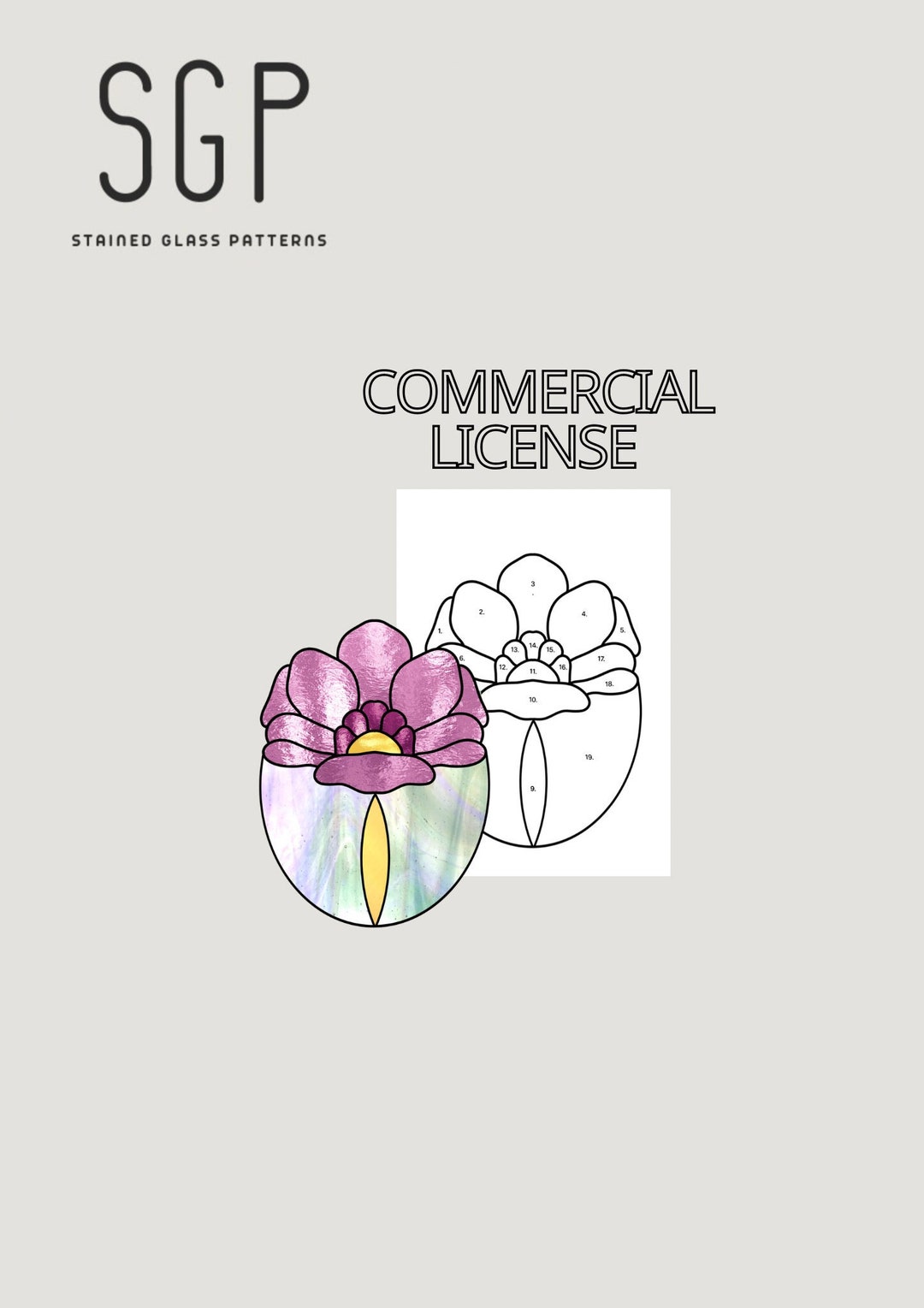 Floral Stained Glass Patterns Flower DIY Stained Glass Art Digital